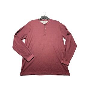 Alpine Lakes Henley Mens XLT Maroon Excellent Waffle Knit Long Sleeve RN135523